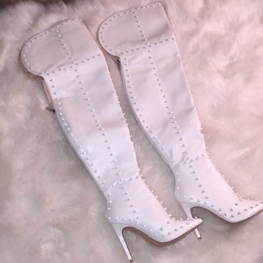 Thigh high studded boots
